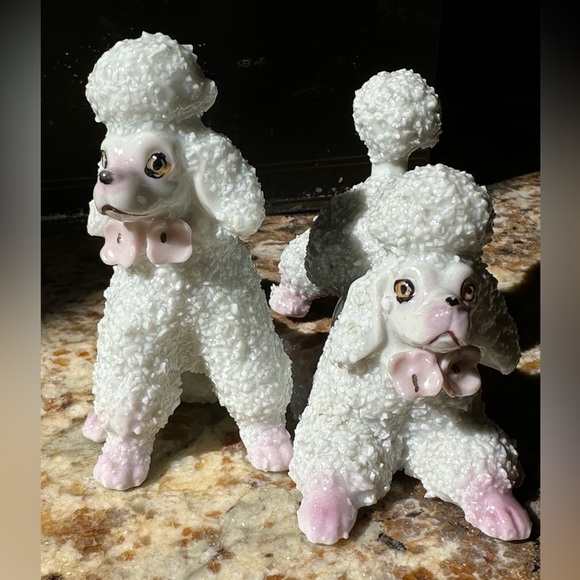 Pair of ceramic porcelain poodle dogs vintage 1960 good condition - Picture 3 of 9
